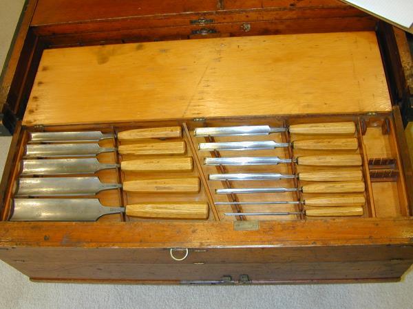 Set of W. Butcher Chisels Something Missing This is the back of the tilting till.