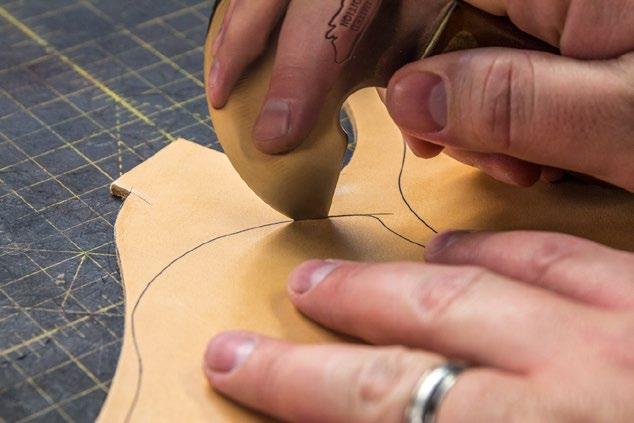 Transfer the marks on your pattern to the front and back leather pieces.