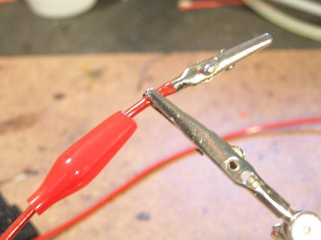 Strip approximately ¼ (4 mm) from the other end of the test leads, do not tin them.