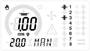 Indication of TEST mode Total number of steps Firmware revision Model variant MAN and AUT Modes The icons AUT and MAN indicate the operating mode automatic or manual.