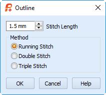 Method Select Running, Double or Triple stitch for the outline of the characters. Running Stitch is a single continuous line of stitches.