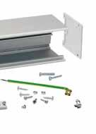 screen Metal surface with magnet DIN rail Each K45 Ofiblock Compact is supplied with aluminium profile, lateral blind cover, lateral direct cable entry cover,