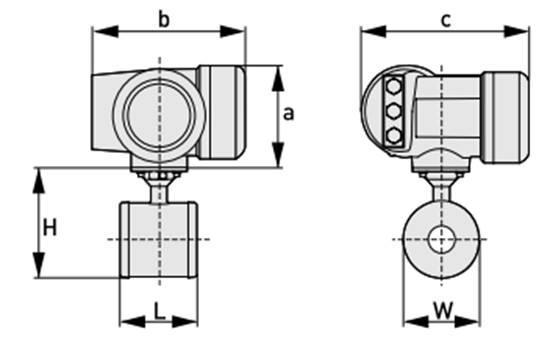 H + a INTEGRAL Version a = 155 mm b = 139 mm c = 106 mm Total height = H + a Nominal size DN [ mm ] Dimensions [ mm ] Approx.