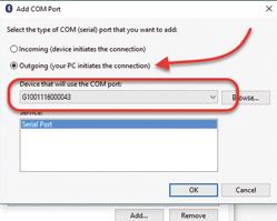 press the Add button. 6. Select Outgoing (your PC initiates the connection).