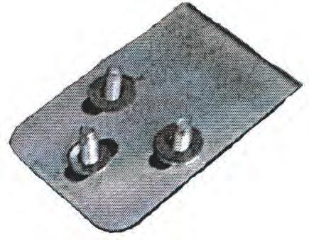 7. Position latch with tongue facing DOWN and space latch off inside refrigerator ceiling by placing supplied spacers over oval holes on top of latch (Fig. 13).