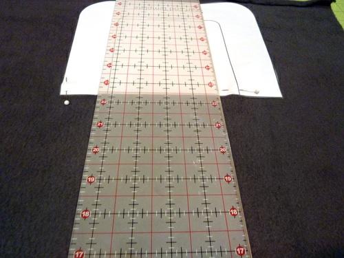 From the center point at the fold, measure 29½" and place a pin. 7. Find the Scarf End Template.