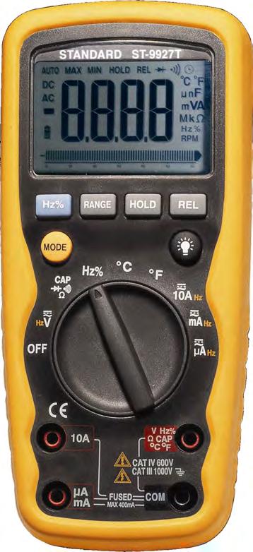 TRUE RMS WATERPROOF DIGITAL MULTIMETER The ST9927T sets a new benchmark and standard in true RMS multimeters with a combination of precision, features,