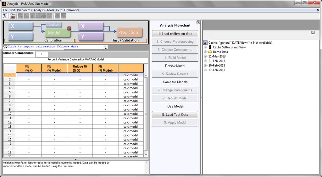 Modeling with Solo a b c d Click the blue-gray X button to open the desired dataset. The Import window opens. Choose the Horiba JY Aqualog File (DAT) file type, then click the OK button.