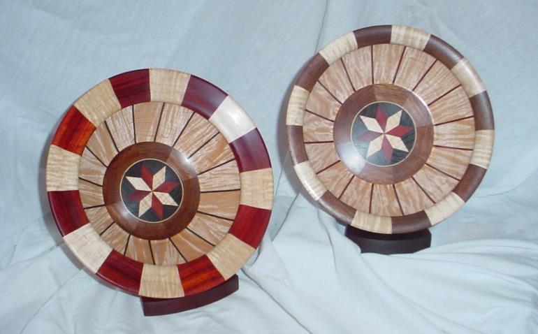 Cut accent veneer used between the individual segments. (see movie clip) 5. Glue individual segments together. (see movie clip) 6. Sand bowl halves on disc sander. (see movie clip) 7.