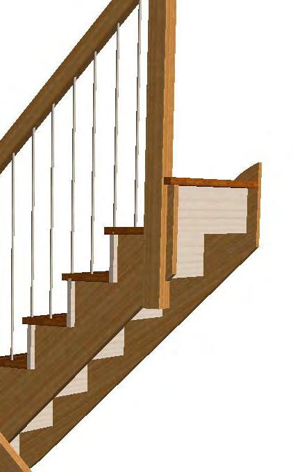 Joints between cut strings and newel posts StairDesigner is not very good at drawing the assembly details between cut strings and newel posts.