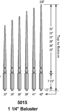 Baluster Tops Colonial Balusters Balusters Square Top Pin Top LJ-5015-34 50 8.50 11.96 6.07 18.13 13.