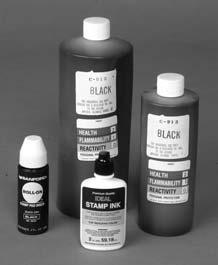 Ink INK We have inks for every application. Ink is available in 4, 8, 16 and 32 ounce bottles or by the gallon. RUBBER STAMP INK For use with rubber stamps on porous surfaces.