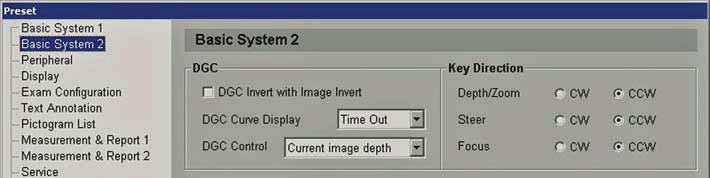 Setting Up Your System Basic System 2 Menu Allows the User to specify DGC settings, select the trackball speed, define