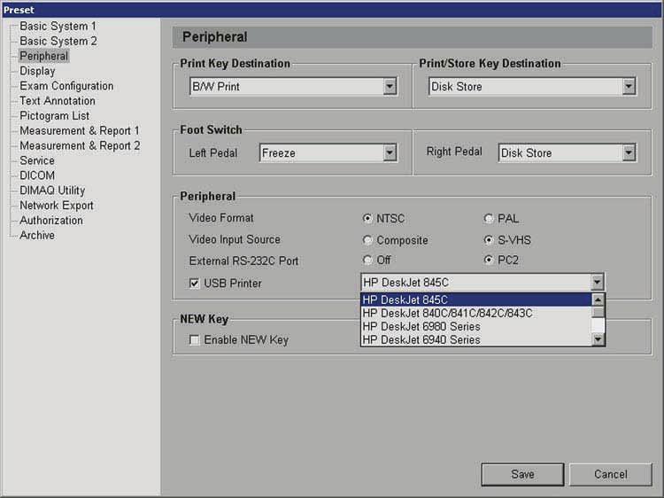 Setting Up Your System Peripheral Menu Assign functionality to documentation controls, the optional footswitch, and ports on the input/output panel of the ultrasound system. 1.