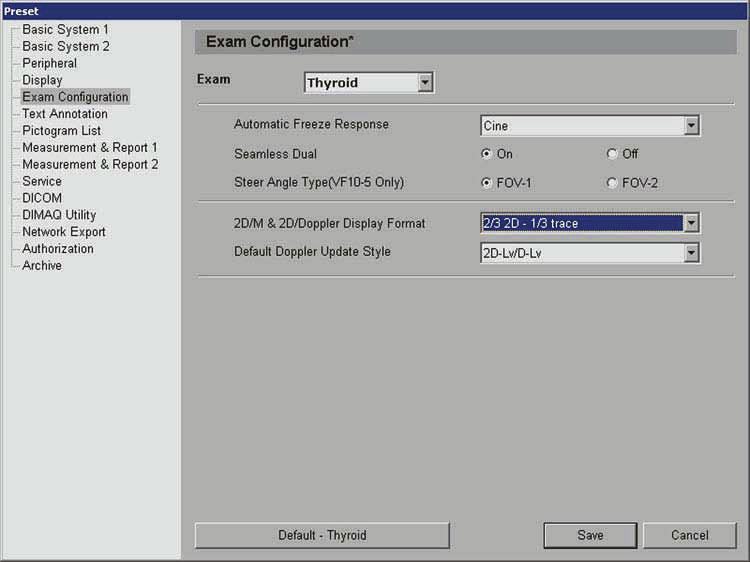 Setting Up Your System Exam Configuration Menu Modify general settings for the selected exam type. 1. Exam - Identifies the system exam preset or quickset the user is in. 2.