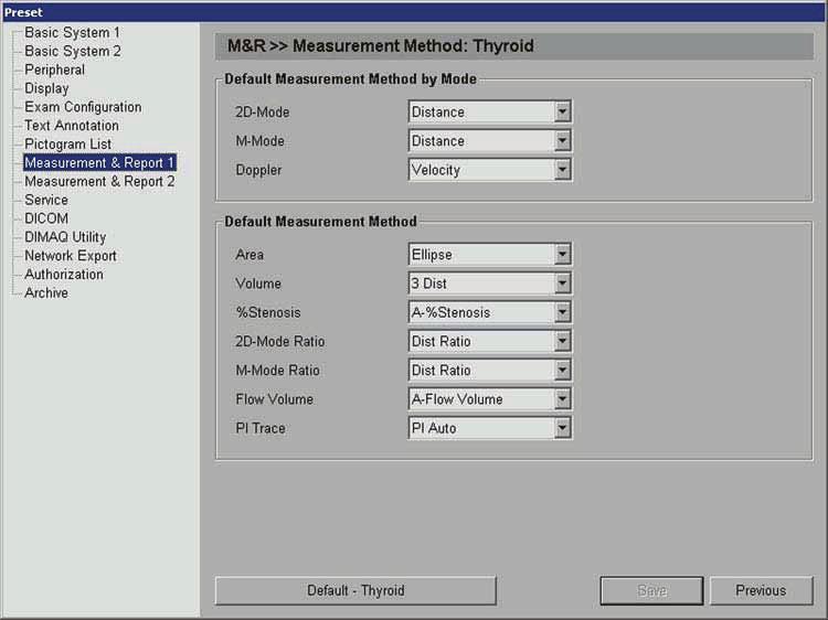 Setting Up Your System Measurement & Report Menu 1 Use this selection to establish a shortcut to a specific measurement method.