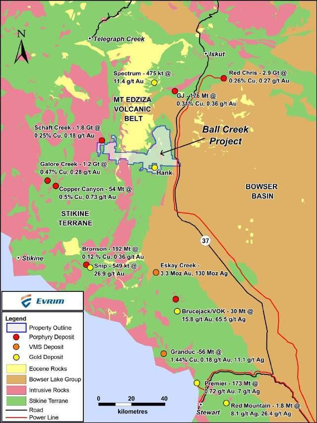 Ball Creek Project for Option An early stage exploration target consisting of 524km 2 prospective for copper-gold-molybdenum porphyry and epithermal goldsilver deposits Ideally located in British