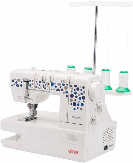 EasyCover 14 Stitch programs Cover hem (3 mm or 6 mm) Chain stitch (3 needle positions) Free arm facility 4 Spool holders Maximum speed of 1,000 SPM Variable stitch length (1mm 4mm) Differential feed
