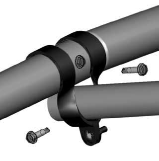 Insert the purlin pipe through the upper end clamp of the end rafter and through a cross connector placed in the same position on the