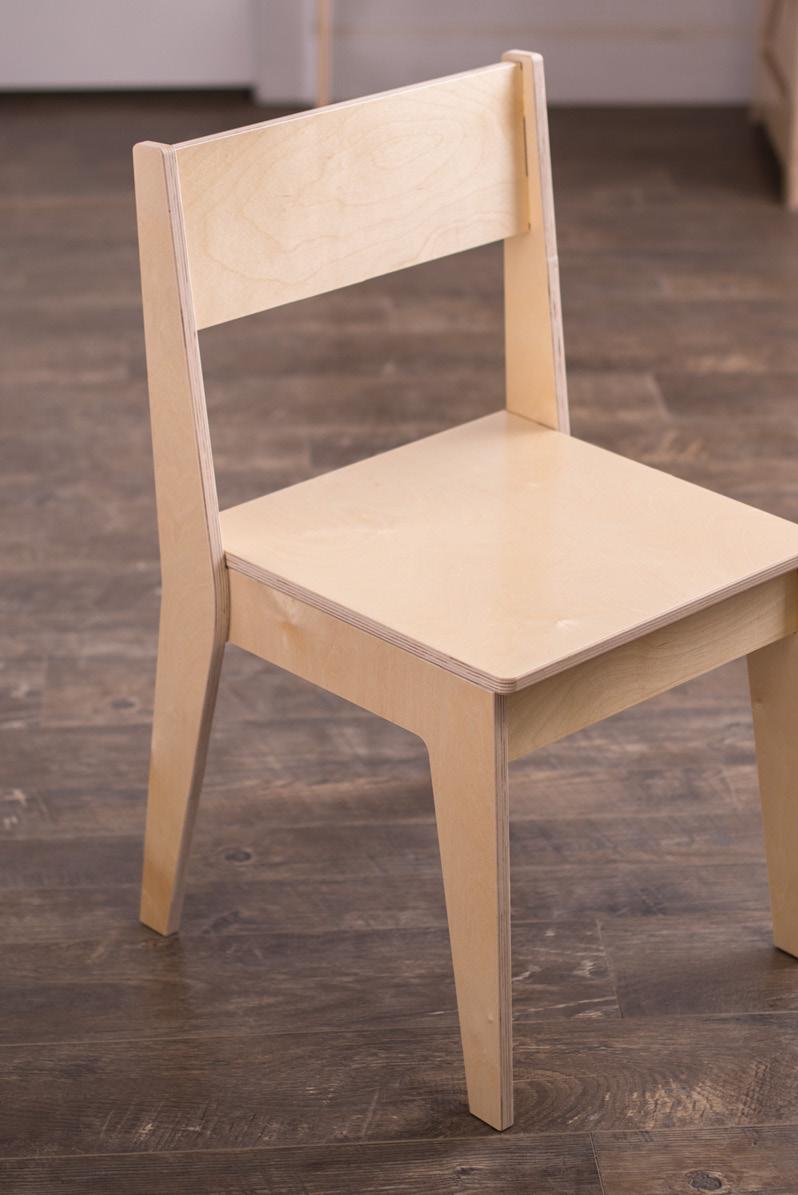 CHAIRS Sprout Montessori Chairs are made from 100% Baltic Birch, and are lightweight and strong. The chairs attract interaction without intruding on the learning process.