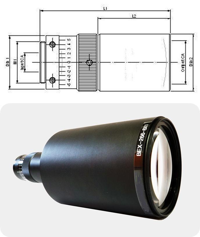 RSH Beam Expanders Fixed Magnification (1x to 50x) Expansion 1x to 50x. Wavelength 266nm to 1550nm. Entrance lenses made of fused silica. High imaging quality. Mounting in customer machine at M16x0.