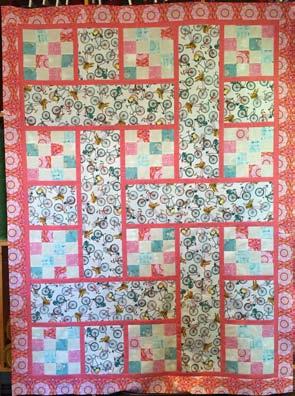 How about making a charm square tabletopper that involves piecing and minimal cutting.