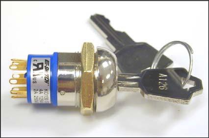 Key Lock Swiches TYPICAL APPLICATIONS High power, on-off swiching, consumer, indusrial - safey lock- ou capabiliy Muliple posiions