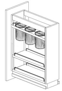 00 SPICE RACK SPICERACK Use in W18, W21, W24, WDC24, WDC27 In All Available Heights ADJUSTABLE WOOD SHELVES WITH