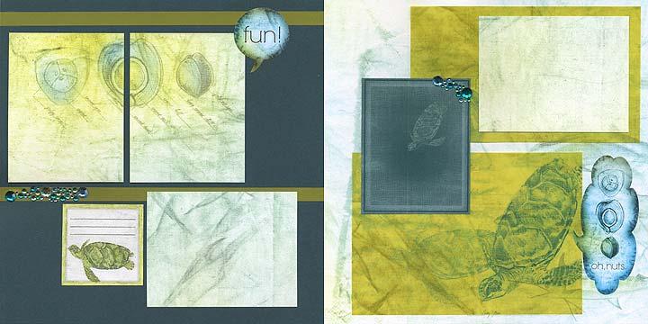 February 2010 Castaway Page 5 of 8 Layout #7 and #8 12x12 Teal Plain 12x12 White Three Fish Print 8.5x11 White Print 8.