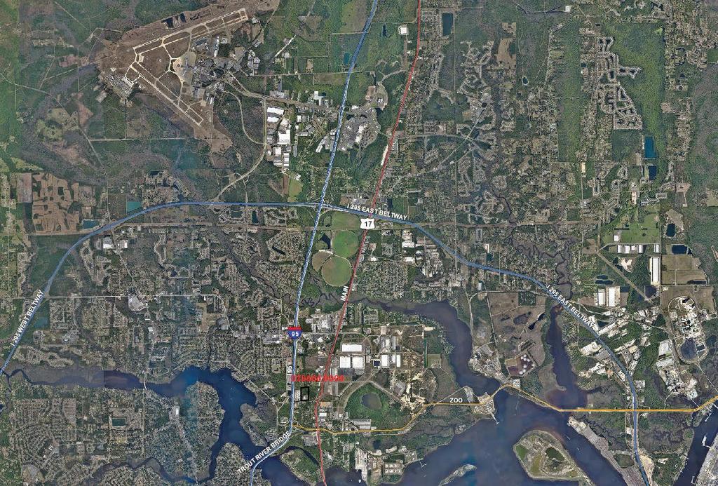 Aerial Jacksonville International Airport River City Marketplace Budweiser Brewery Eastport Imeson Park Jacksonville Zoo