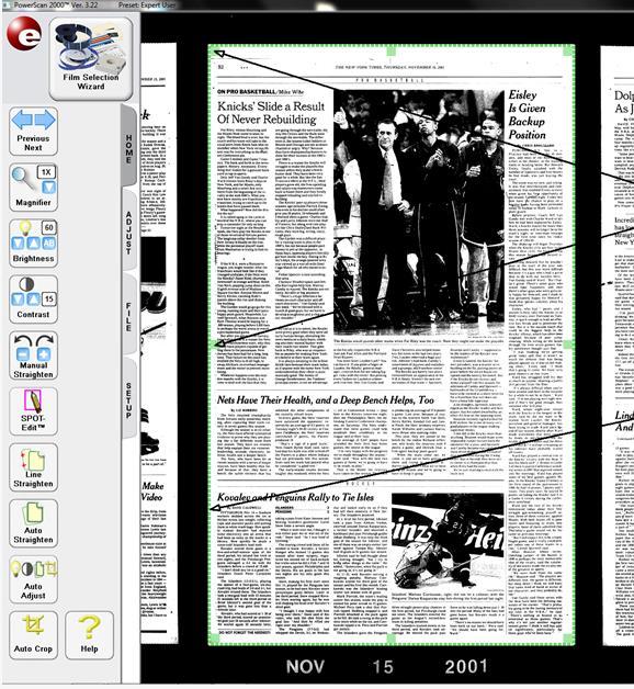 Crop Box Once you have an image centered, you will see a green dashed line bordering the outsides of the display. This is the Crop Box, which defines the area to be scanned or printed.