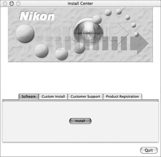 Install Nikon View and transfer pictures 19 Installing Nikon View (Macintosh) Important Mac OS X When installing, using or uninstalling Nikon View, log in to the Admin account.