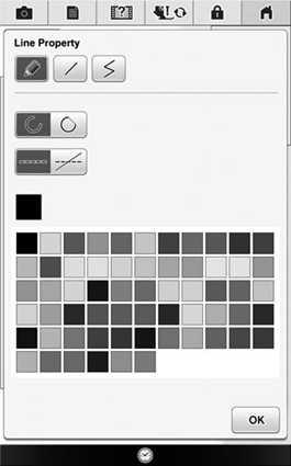 PATTERN DRAWING SCREEN Setting the line types nd colors You cn set or chnge the line types nd colors nytime. You cn lso specify the line types nd colors efore drwing lines.