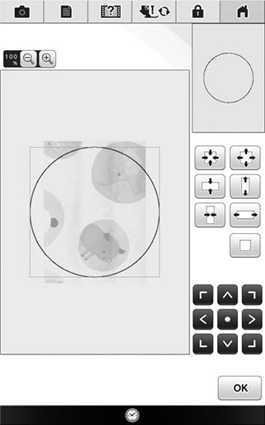 STIPPLING f Select the circle shpe, nd then press. h Press until the size of circle fits the pttern on the fric, nd then press.