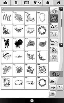 SELECTING PATTERNS Selecting Emroidery Ptterns/ Decortive Alphet Ptterns/ Utility Emroidery Ptterns/ Boin Work Ptterns Press the ctegory t nd then press the pttern type selection key or pttern key