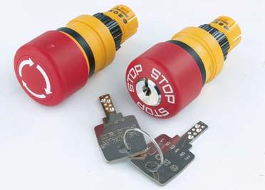 Emergency-stop switch Keylock switch Emergency-stop, twist release and key release, 27mm diameter for 16mm mounting, foolproof to EN 60947-5-5 and EN 418 Part No. Product reference 61-3440.