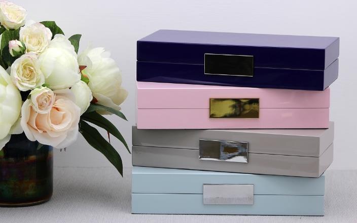 Colour Lacquered Jewellery Boxes Pink & Gold BX1200 5"