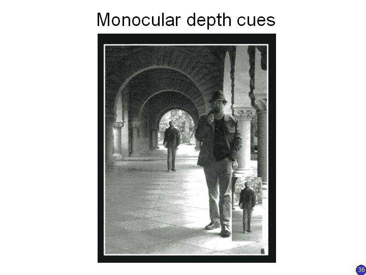 Slide 36 A well-known illusion using monocular depth cues.