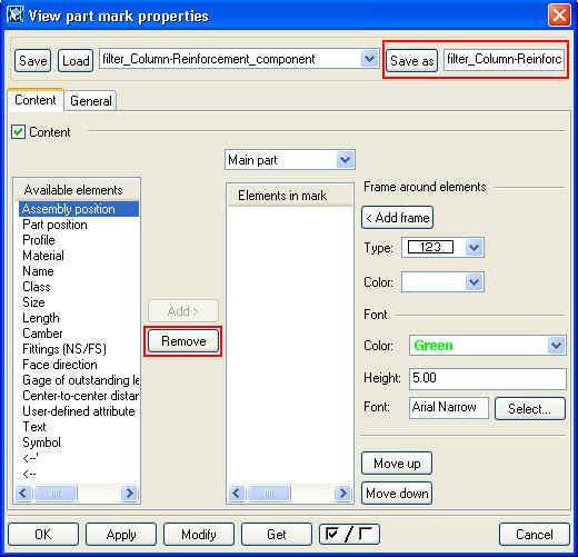 3. Open the Reinforcement properties dialog by clicking Reinforcement 4. Select filter_beam-reinforcement_main_bars from pull-down list and click on the Load button. 5.