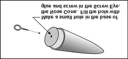Steps 28-31 Nose Cone Assembly 28. Referring to Figure 28, make a hole near the center of the base of the Nose Cone. Fill the hole with glue then screw the Screw Eye into place.