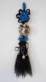 5 x 2 $4,500 Owl Lady 2014 synthetic hair, plastic beads,