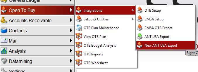 8 Click on the Weekly button to export the OTB plan, based on the search criteria you entered. 7 Click on the Cancel button to close the New ANT USA Export option.