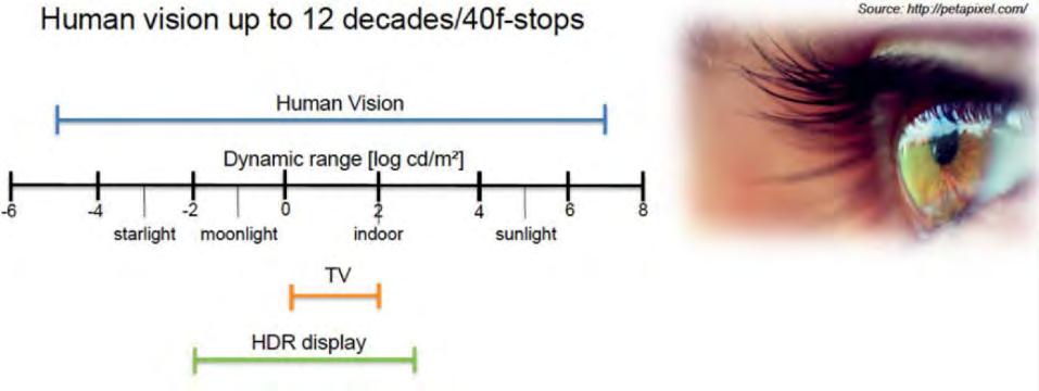 Comparing to Displays Human vision has far higher dynamic range than