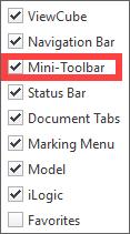 Interface Mini Toolbar Turn on and off the mini toolbar The mini toolbar was introduced in earlier versions, with no on and
