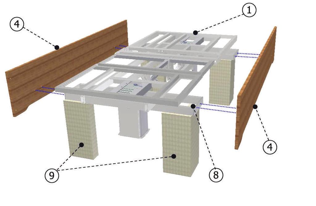 The headboard and footboard will be elevated off the floor when installed. Tighten the allen bolts using the 4mm allen wrench (#10) provided in your hardware kit.