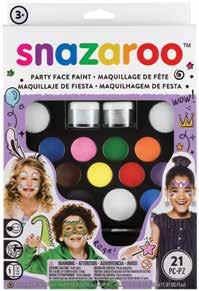 Each kit includes three face paint colors and three EVA foam stamps.
