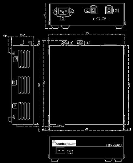 SECTION 2 Layout & Dimensions Figure 2.2 Layout & Dimensions - SEC-1223CE 1. Lighted Power ON/OFF Rocker Switch (Lights Red when ON) 2.