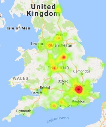 Mother and baby units and patient spread across England 7 This heat map
