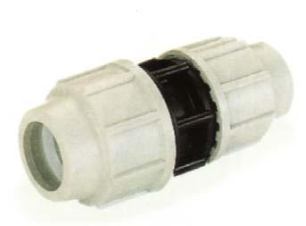 PE PIPE COMPRESSION FITTINGS COUPLERS Equal coupler Suitable for metric PE pipes 16-125mm Material: Body Lock nut - PP black - Polyacetal