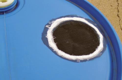 Place adhesive around the 6-inch inlet hole